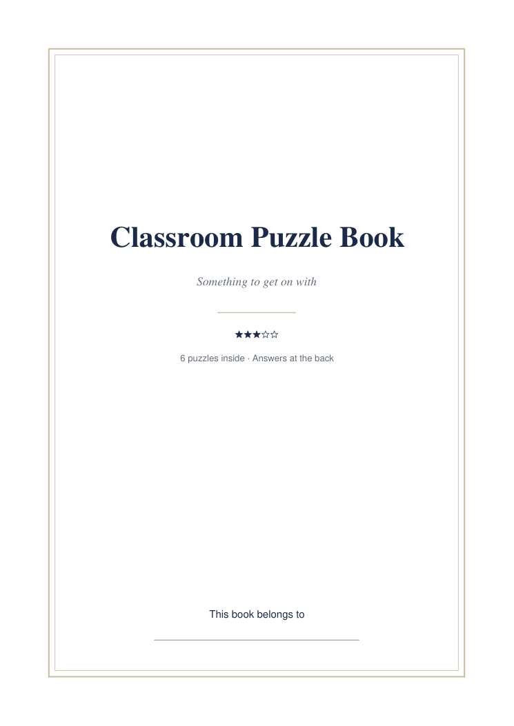 Cover of Classroom Puzzle Book